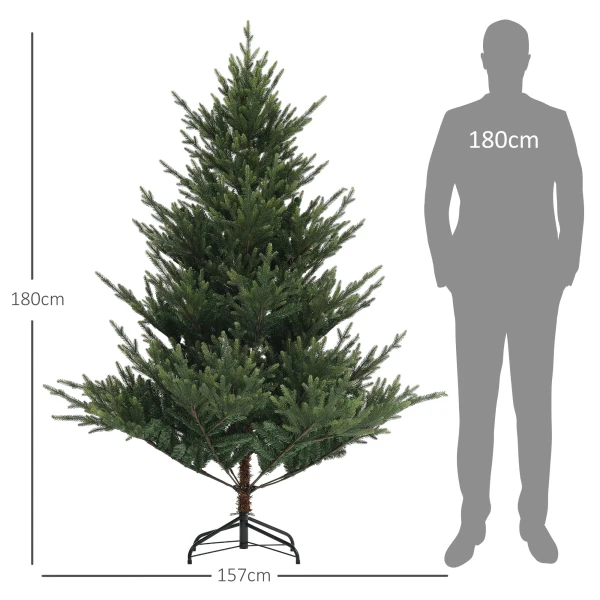 Kunstmatige Kerstboom, 180 Cm Kerstboom Met 1046 Toppen, Stalen Standaard, Moeilijk Ontvlambaar, Voor Kerstdecoratie, Binnen, Groen 4