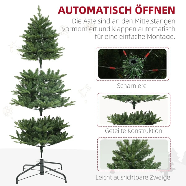 Kunstmatige Kerstboom, 180 Cm Kerstboom Met 818 Punten, Snelmontage Vouwsysteem, Stalen Standaard, Voor Kerstdecoratie, Binnen, Groen 7
