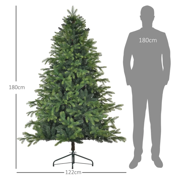 Kunstmatige Kerstboom 180 Cm Met 1700 Toppen, Inklapbaar & Stabiele Metalen Standaard, Ideaal Voor Kerstdecoratie, Groen 4