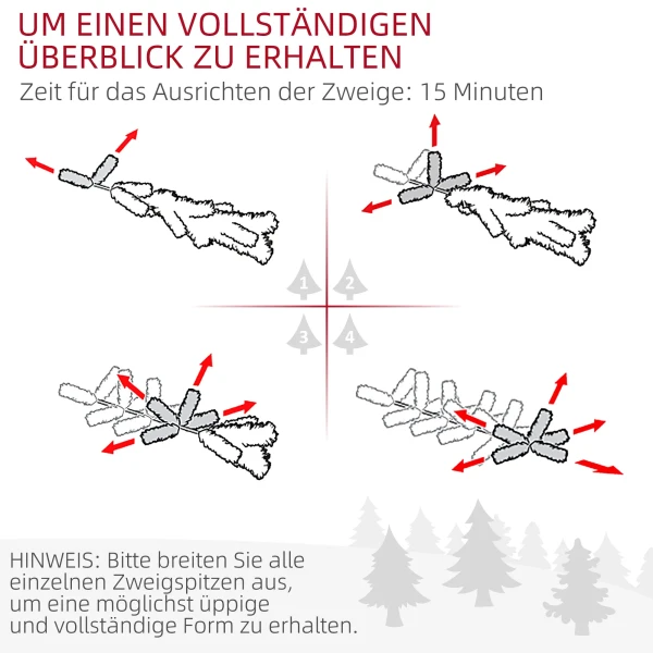 Kunstmatige Kerstboom 180 Cm Met 1700 Toppen, Inklapbaar & Stabiele Metalen Standaard, Ideaal Voor Kerstdecoratie, Groen 8