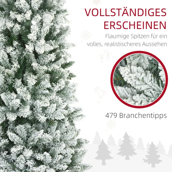 Kunstmatige Kerstboom 180 Cm Met 479 Toppen En Kunstsneeuw Inklapbaar Met Metalen Standaard Voor Feestelijke Kerstdecoratie Groen 6