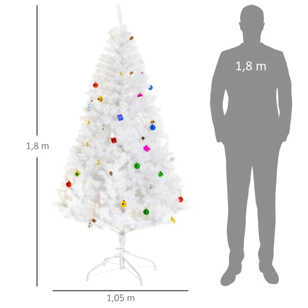 Kunstmatige Kerstboom 180cm Met Stand En Decor In Wit, Ideaal Voor Feestelijke Kerstdecoratie 4