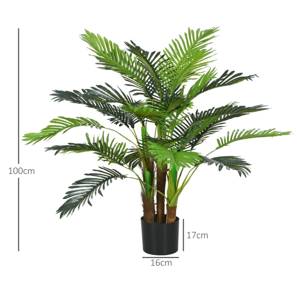 Kunstmatige Planten, Kunst Palm, 100 Cm Kunstplant Met 27 Takken, Kamerplant, Kunstboom, Plant Decoratie Voor Binnen, Buiten, Groen 4