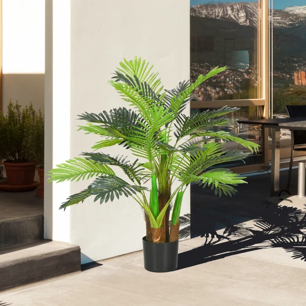 Kunstmatige Planten, Kunst Palm, 100 Cm Kunstplant Met 27 Takken, Kamerplant, Kunstboom, Plant Decoratie Voor Binnen, Buiten, Groen 5