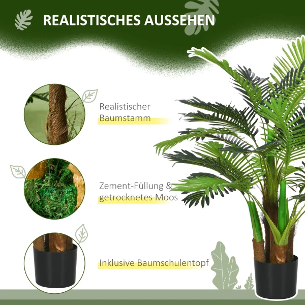 Kunstmatige Planten, Kunst Palm, 100 Cm Kunstplant Met 27 Takken, Kamerplant, Kunstboom, Plant Decoratie Voor Binnen, Buiten, Groen 6