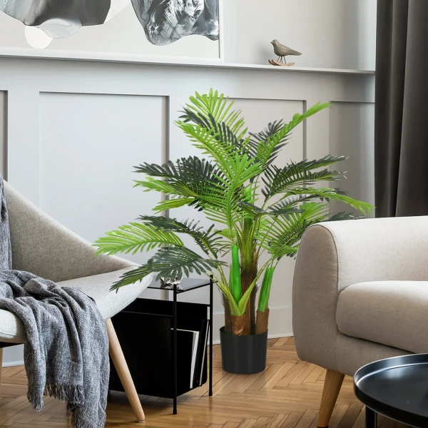 Kunstmatige Planten, Kunst Palm, 100 Cm Kunstplant Met 27 Takken, Kamerplant, Kunstboom, Plant Decoratie Voor Binnen, Buiten, Groen 8