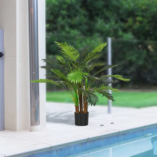 Kunstmatige Planten, Kunst Palm, 100 Cm Kunstplant Met 27 Takken, Kamerplant, Kunstboom, Plant Decoratie Voor Binnen, Buiten, Groen 9