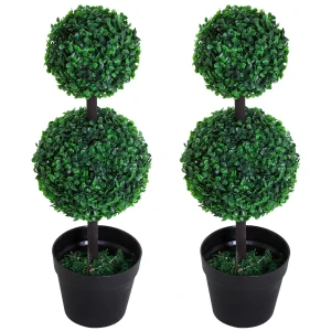 Kunstmatige Planten Set Van 2 Groot 67 Cm Kunstplant Met 2 Bollen, Plastic Kunstboom In Pot, Kunstboom Net Als Echt Voor Woonkamer Slaapkamer Kantoor Tuin Moderne Decoratie Cadeau 1