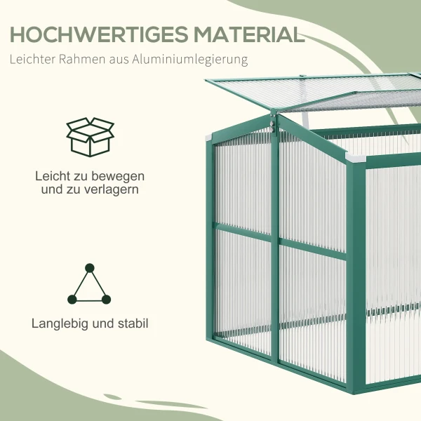 Kweekbak Alu 130x70x61cm Kweekbak Met Verstelbaar Dak, Uv Bescherming, Mini Kas, Tuin & Balkon, Groen 6