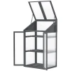 Kweekbak Van Hout, Mini Broeikas 70 X 50 X 120 Cm, Broeikas Met Afdekking, Venster, Dubbele Deur, Lichtdoorlatende Kweekbak Met 3 Planken, Winterbestendige Verhoogde Tuinbed Voor Tuin, Balkon, Grijs 1