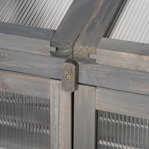 Kweekbak Van Hout, Mini Broeikas 70 X 50 X 120 Cm, Broeikas Met Afdekking, Venster, Dubbele Deur, Lichtdoorlatende Kweekbak Met 3 Planken, Winterbestendige Verhoogde Tuinbed Voor Tuin, Balkon, Grijs 10