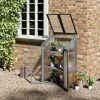 Kweekbak Van Hout, Mini Broeikas 70 X 50 X 120 Cm, Broeikas Met Afdekking, Venster, Dubbele Deur, Lichtdoorlatende Kweekbak Met 3 Planken, Winterbestendige Verhoogde Tuinbed Voor Tuin, Balkon, Grijs 2