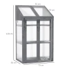 Kweekbak Van Hout, Mini Broeikas 70 X 50 X 120 Cm, Broeikas Met Afdekking, Venster, Dubbele Deur, Lichtdoorlatende Kweekbak Met 3 Planken, Winterbestendige Verhoogde Tuinbed Voor Tuin, Balkon, Grijs 4