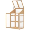 Kweekbak Van Hout, Mini Broeikas 70 X 50 X 120 Cm, Kas Met Afdekking, Venster, Dubbele Deur, Lichtdoorlatende Kweekbak Met 3 Planken, Winterbestendige Verhoogde Tuinbed Voor Tuin, Balkon, Bruin 1