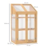 Kweekbak Van Hout, Mini Broeikas 70 X 50 X 120 Cm, Kas Met Afdekking, Venster, Dubbele Deur, Lichtdoorlatende Kweekbak Met 3 Planken, Winterbestendige Verhoogde Tuinbed Voor Tuin, Balkon, Bruin 4