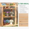 Kweekbak Van Hout, Mini Broeikas 70 X 50 X 120 Cm, Kas Met Afdekking, Venster, Dubbele Deur, Lichtdoorlatende Kweekbak Met 3 Planken, Winterbestendige Verhoogde Tuinbed Voor Tuin, Balkon, Bruin 6