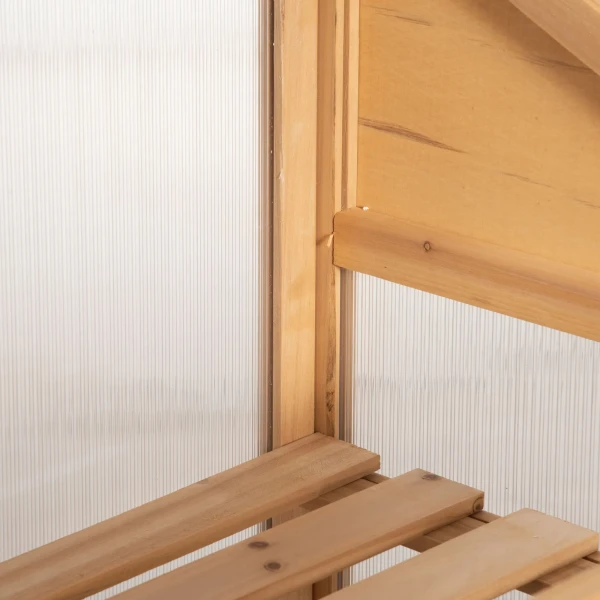 Kweekbak Van Hout, Mini Broeikas 70 X 50 X 120 Cm, Kas Met Afdekking, Venster, Dubbele Deur, Lichtdoorlatende Kweekbak Met 3 Planken, Winterbestendige Verhoogde Tuinbed Voor Tuin, Balkon, Bruin 9