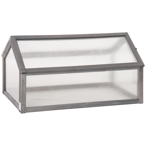 Kweekbak Van Hout, Mini Broeikas 90 X 52 X 49,5 Cm, Broeikas Met Deksel, Lichtdoorlatende Kweekbak, Winterbestendige Verhoogde Tuinbed Voor Tuin, Balkon, Grijs 1