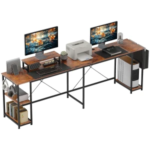 L Vormig Bureau 168 X 120 Cm Hoekbureau Met Opbergvakken, Opbergtas Omkeerbare Computertafel Met Monitorstandaard Speeltafel Voor Kantoor, Thuiskantoor, Rustiek Bruin 1