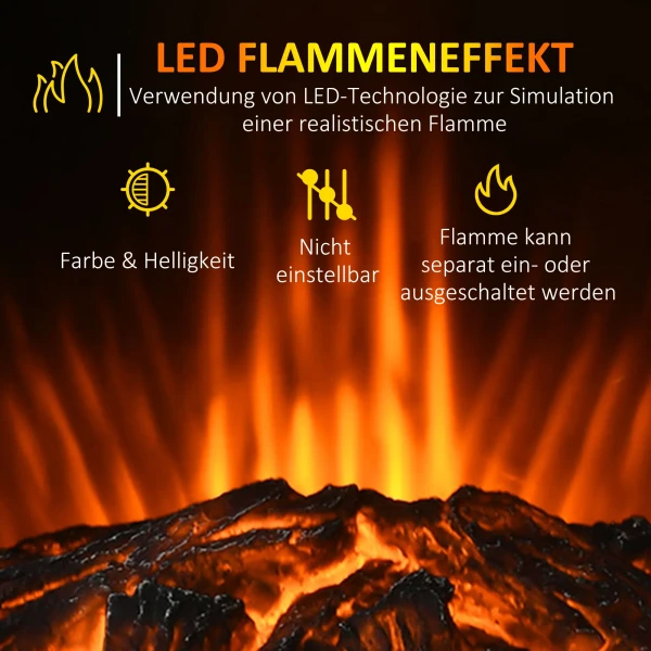 Led Elektrische Staande Kachel Met Vlam Effect 1000/2000w Binnenruimte Verwarming Decoratieve Kachel 2 Verwarmingsniveaus 44,5x32x74cm Voor Gezellige Sfeer 6