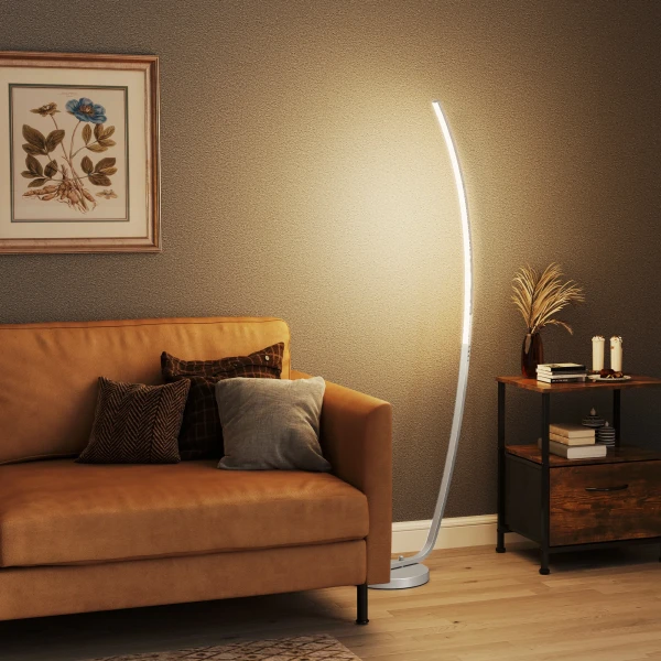 Led Staande Lamp Woonkamer Staande Lamp Met Voetschakelaar, Dimbare Staande Lamp Met Aanpasbare Helderheid, Staande Lamp Voor Slaapkamer, Zilver 10