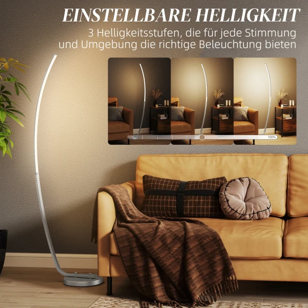 Led Staande Lamp Woonkamer Staande Lamp Met Voetschakelaar, Dimbare Staande Lamp Met Aanpasbare Helderheid, Staande Lamp Voor Slaapkamer, Zilver 6