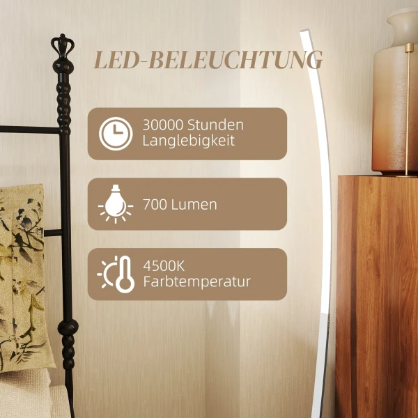 Led Staande Lamp Woonkamer Staande Lamp Met Voetschakelaar, Dimbare Staande Lamp Met Aanpasbare Helderheid, Staande Lamp Voor Slaapkamer, Zilver 7