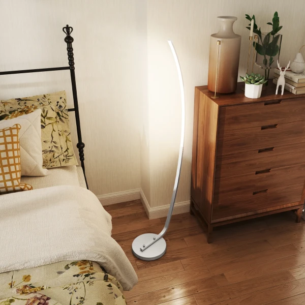 Led Staande Lamp Woonkamer Staande Lamp Met Voetschakelaar, Dimbare Staande Lamp Met Aanpasbare Helderheid, Staande Lamp Voor Slaapkamer, Zilver 9
