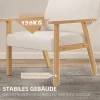 Loungestoel Met Armleuningen, Eetkamerstoel, Relaxstoel In Linnenlook, Gestoffeerde Stoel Voor Woonkamer, Slaapkamer, Massief Houten Frame, 64 X 70 X 72 Cm, Crèmewit 7