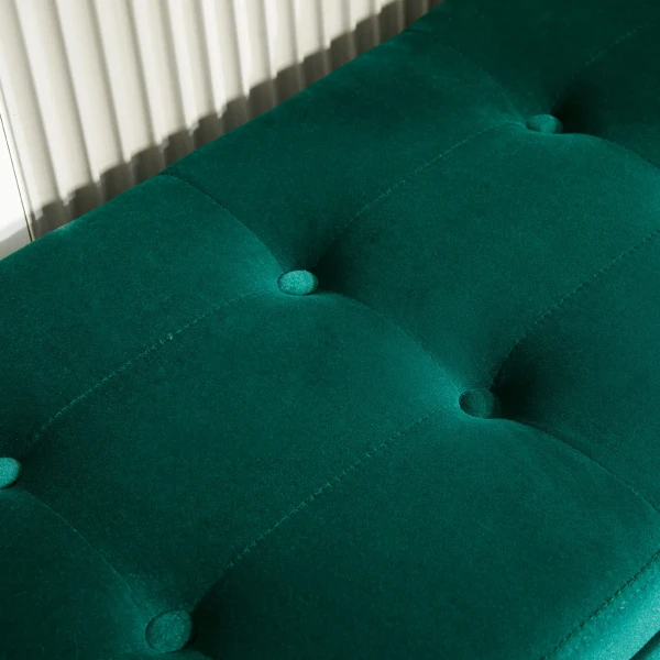 Luxe Zitbank Gestoffeerde Bank Met Opbergruimte Armleuningen Kistbank Fluweelachtig Polyester Rubberhout Groen 107 X 42 X 65 Cm 10