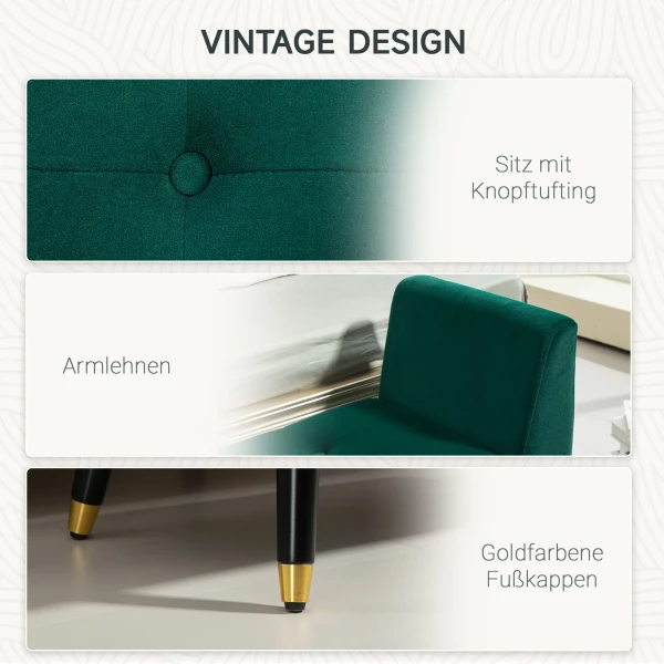 Luxe Zitbank Gestoffeerde Bank Met Opbergruimte Armleuningen Kistbank Fluweelachtig Polyester Rubberhout Groen 107 X 42 X 65 Cm 7