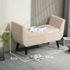 Luxe Zitbank Gestoffeerde Bank Met Opbergruimte Armleuningen Kofferbank Fluweelachtig Polyester Rubberhout Beige 107 X 42 X 65 Cm 4