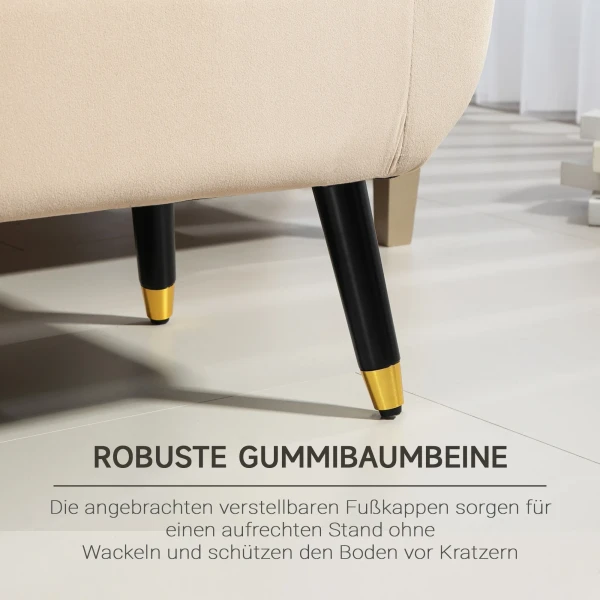 Luxe Zitbank Gestoffeerde Bank Met Opbergruimte Armleuningen Kofferbank Fluweelachtig Polyester Rubberhout Beige 107 X 42 X 65 Cm 6
