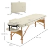 Massagetafel, Opvouwbare Massageliege, In Hoogte Verstelbare Massagebank, Massagebed Met Hoofdsteun, Voor Spa, Salon, Kunstleer, Hout, Crème 2