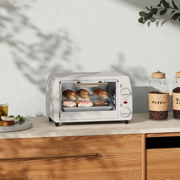 Mini Oven 10 Liter 750w Kleine Elektrische Oven Met Temperatuur Tot 230 ℃ Timer 60 Minuten Bakplaat En Rooster 36,5x26x22 Cm Crèmewit 2