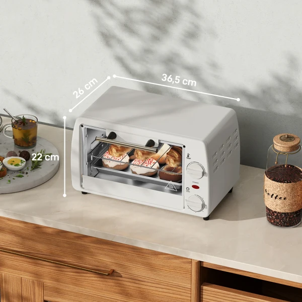 Mini Oven 10 Liter 750w Kleine Elektrische Oven Met Temperatuur Tot 230 ℃ Timer 60 Minuten Bakplaat En Rooster 36,5x26x22 Cm Crèmewit 4