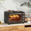 Minibackofen 28 L 2600w Mini Oven 100 230℃ 60 Min. Timer, Met 2 Warmhoudplaten, Bakplaat En Grillrooster Pizzaoventje Met Kruimelbak, Tablethandvat Zwart 2