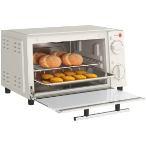 Minibackofen 9l Mini Oven Met Bakplaat, Grillrooster, 100 °c 230 °c, Met Instelbare Temperatuur En Gaartijd, 60 Min. Timer, 750w, Roestvrij Staal, Crèmewit 1