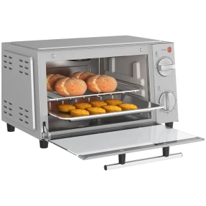 Minibackofen 9l Mini Oven Met Bakplaat, Grillrooster, 100 °c 230 °c, Met Instelbare Temperatuur En Gaartijd, 60 Min. Timer, 750w, Roestvrij Staal, Zilver 1