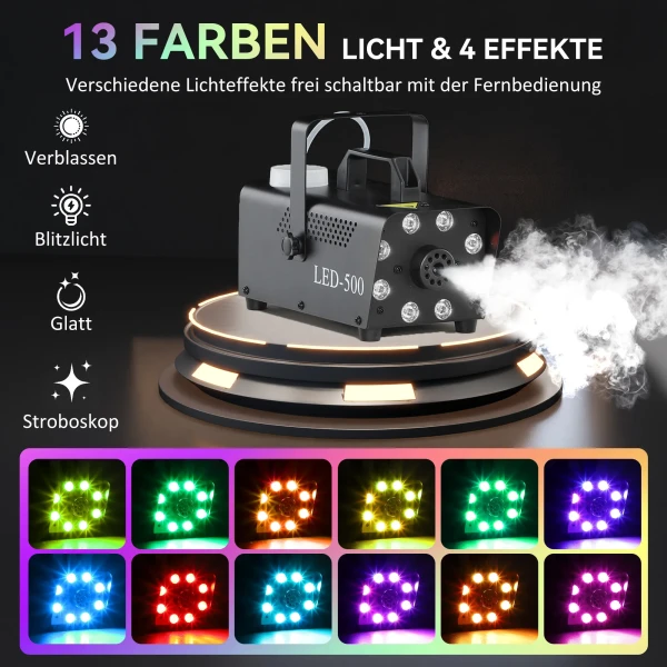 Mistmachine 450w Rookmachine Met 13 Gekleurde Led Lampen En Rgb Effect, Mistmachine Met 2 Bedrade En Draadloze Afstandsbedieningen Voor Bruiloften, Halloween, Kerstmis En Podiumshows 5