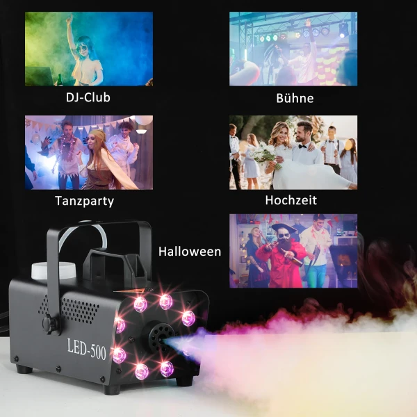 Mistmachine 450w Rookmachine Met 13 Gekleurde Led Lampen En Rgb Effect, Mistmachine Met 2 Bedrade En Draadloze Afstandsbedieningen Voor Bruiloften, Halloween, Kerstmis En Podiumshows 9