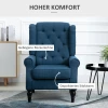 Oorfauteuil Stoel Met Tufting, Hoge Rugleuning, Gestoffeerde Loungestoel Met Afgeronde Armleuningen, Houten Poten, Voor Slaapkamer, Woonkamer, Tot 160 Kg, Blauw 6