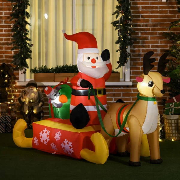 Opblaasbare Kerstdecoratie, 1,22 M Kerstman Met Led Verlichting, Tuindecoratie, Zelfopblazende Kerstverlichting Voor Binnen En Buitenruimte 2