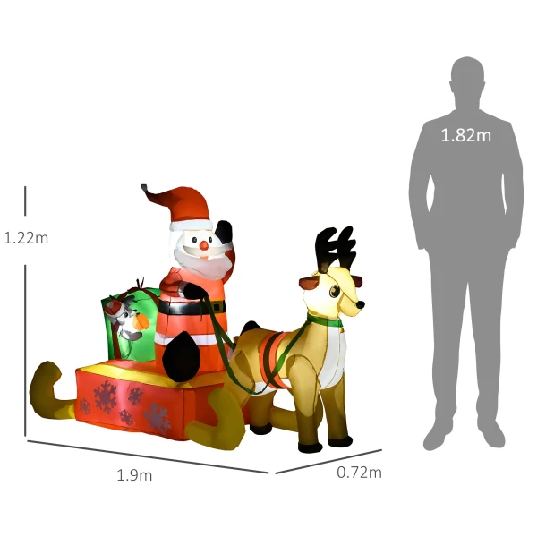 Opblaasbare Kerstdecoratie, 1,22 M Kerstman Met Led Verlichting, Tuindecoratie, Zelfopblazende Kerstverlichting Voor Binnen En Buitenruimte 4