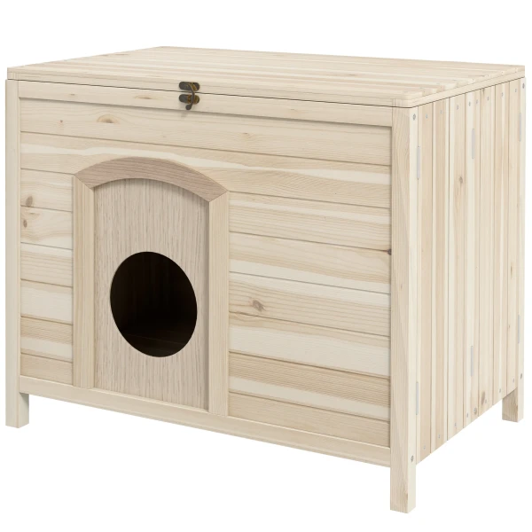 Opvouwbaar Klein Dierenhuis, Houten Huisdierhuis, Houten Huis Voor Katten, Honden Onder 13,5 Kg, Binnen, 78 X 51 X 62 Cm, Natuurhout 1