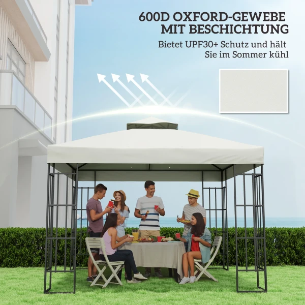 Outsuuny Vervangend Dak Voor Paviljoen 3 X 3 M, Waterdicht Paviljoendak, Dubbel Dak Vervanghoes Voor Tuinpaviljoen, Vervangende Onderdelen Van Oxford Stof, 370 G/m², Lichtgrijs 7