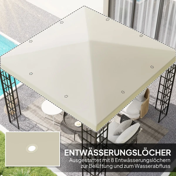 Outsuuny Vervangend Dak Voor Paviljoen 3 X 3 M, Waterdicht Paviljoendak, Vervanghoes Voor Tuinpaviljoen, Vervangende Onderdelen Gemaakt Van Oxford Stof, 370 G/m², Crèmewit 5