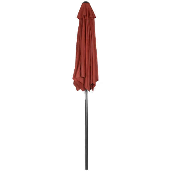 Parasol Ø196 Cm, Draaibare Parasol Met Kantelfunctie, Zeshoekige Balkonparasol Strandschirm Windbestendig Stabiel Marktparasol Krukparasol Zonbescherming Voor Strand Balkon Tuin, Wijnrood 1