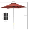 Parasol Ø196 Cm, Draaibare Parasol Met Kantelfunctie, Zeshoekige Balkonparasol Strandschirm Windbestendig Stabiel Marktparasol Krukparasol Zonbescherming Voor Strand Balkon Tuin, Wijnrood 4