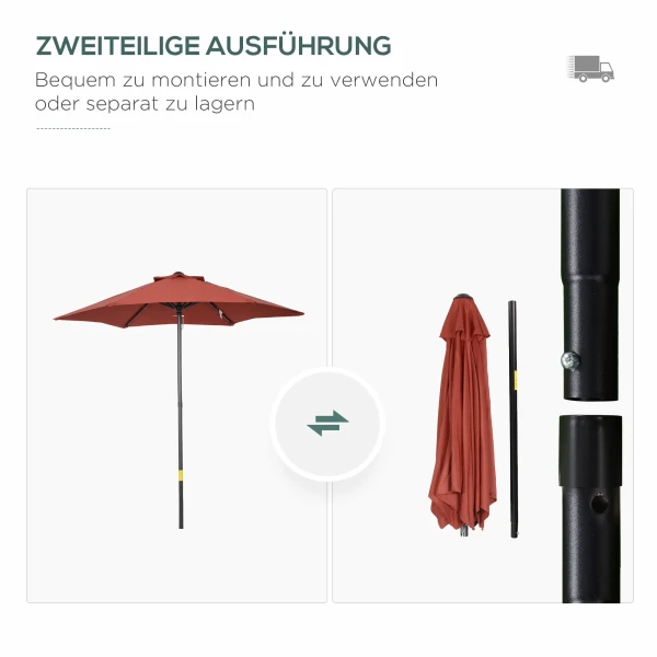 Parasol Ø196 Cm, Draaibare Parasol Met Kantelfunctie, Zeshoekige Balkonparasol Strandschirm Windbestendig Stabiel Marktparasol Krukparasol Zonbescherming Voor Strand Balkon Tuin, Wijnrood 5